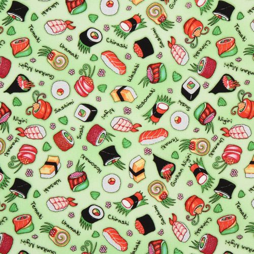 funny green sushi fabric wasabi Robert Kaufman 2