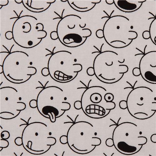 lustiger grauer Kinder Gesichter Stoff Diary of a Wimpy Kid von Robert Kaufman Stoff