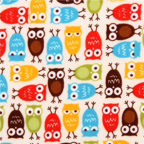 Tissu cru en flanelle rigolo avec des hiboux Wild Minis par Robert Kaufman Tissu