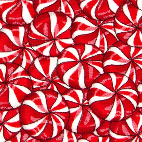 Tissu Timeless Treasures bonbons Polkagris rouge-blanc Tissu