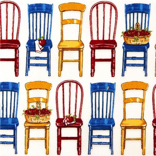funny white fabric with chairs de Robert Kaufman 1