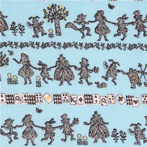 glitter Alice in Wonderland Japanese fabric Kokka 1
