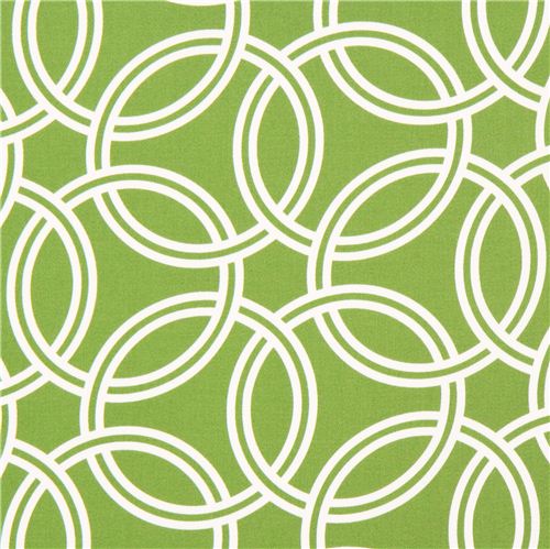 Tissu Michael Miller en satin de coton vert herbe, anneaux Tissu