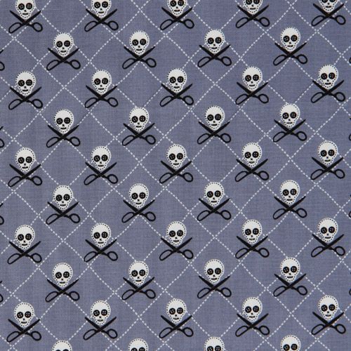 grauer Michael Miller Stoff Totenk�pfe Quilt Scheren 2