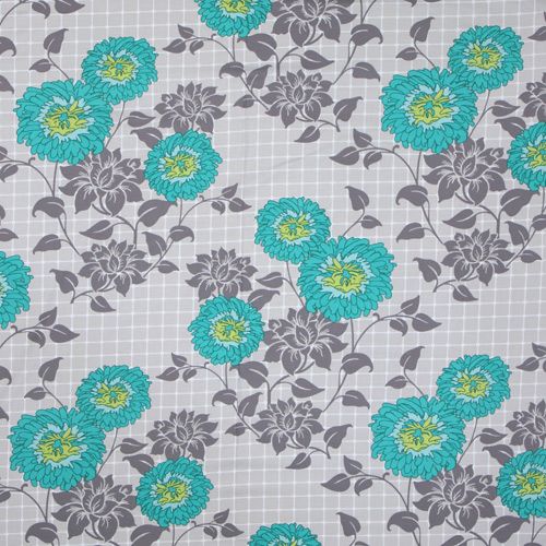 gray Michael Miller fabric turquoise flowers Dahlia Lam 2