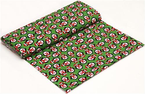 green Christmas fabric with penguins par Robert Kaufman 3