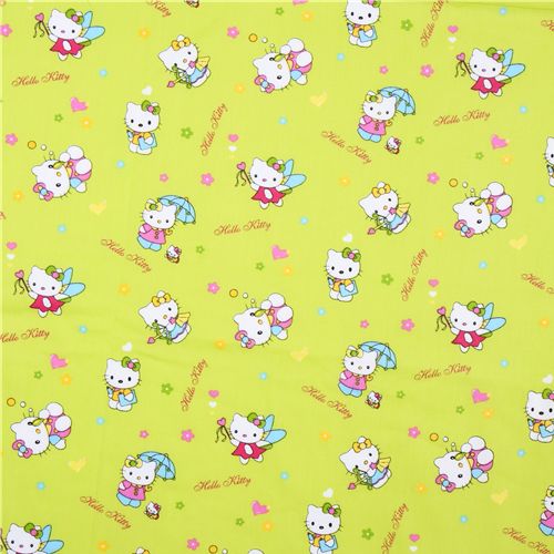 green Hello Kitty fabric as fairy, Cupid, school girl 2