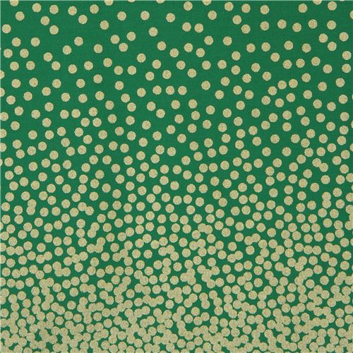 Tissu Michael Miller vert Confetti Border avec des petits pois dors brillants Tissu