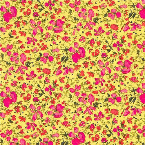 green Michael Miller fabric pink flowers by Laura Gunn 2