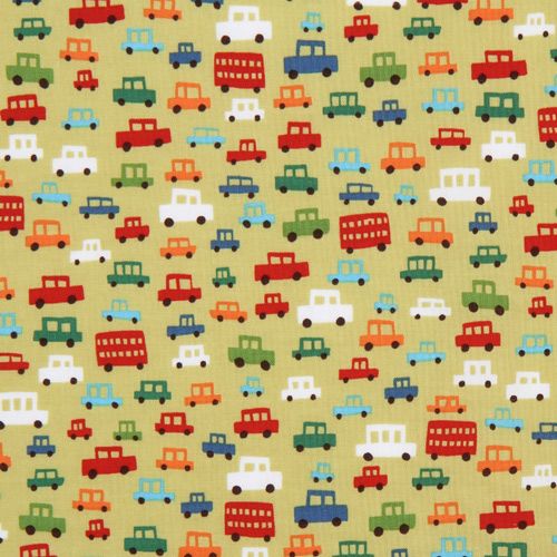 green Michael Miller fabric small cars for boys 2