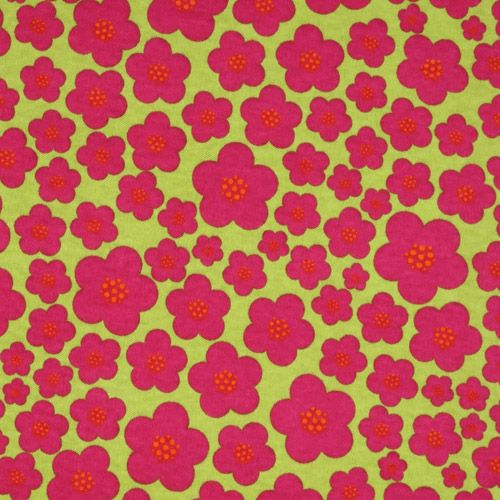 grüner Michael Miller Jersey Stoff Pink Blossoms 2
