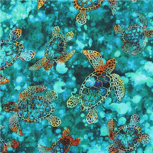 green Quilting Treasures tropical sea turtle fabric Fabric