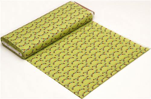 green Riley Blake fabric with train locomotive USA 3