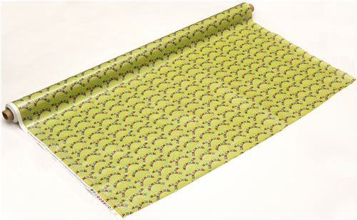 green Riley Blake laminate fabric with train locomotive USA 3