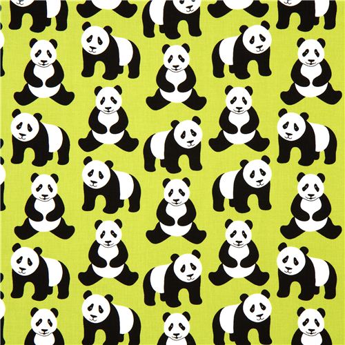green Robert Kaufman fabric Menagerie with panda bears 2