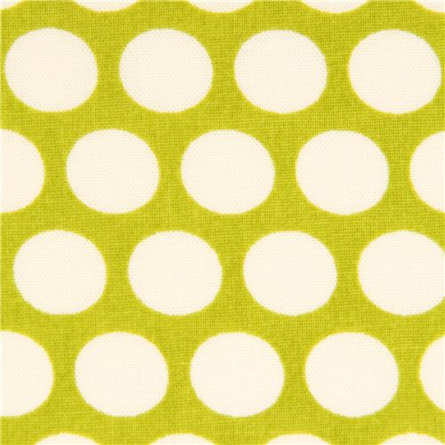 green birch organic fabric from the USA with white dots Fabric