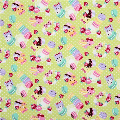 green canvas fabric macaroons bears Japan kawaii 2