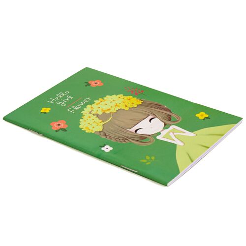 quaderno verde B5 bambina colorata cappello fiori 2