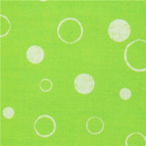 Green White Stamped Bubbles Fabric