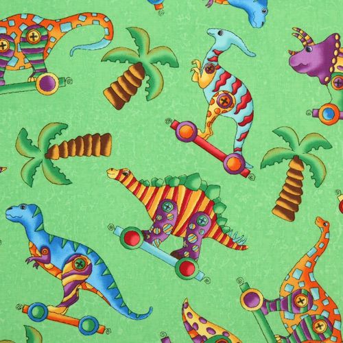 green dinosaur fabric Dinos On Parade USA designer 1