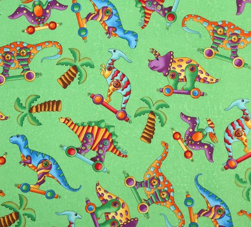 green dinosaur fabric Dinos On Parade USA designer 2