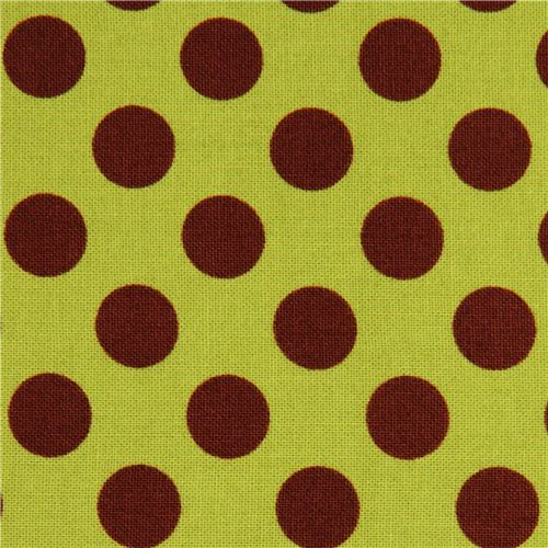green dot fabric with brown polka dots by Michael Miller Fabric