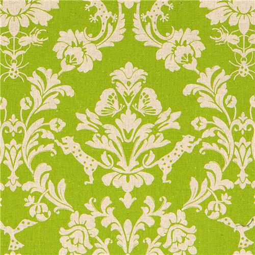 green echino laminate fabric Gothic leopard & ornament Fabric