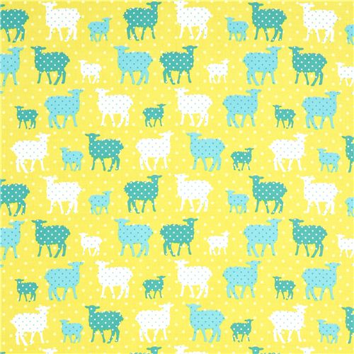 green fabric sheep dots Robert Kaufman kawaii 2