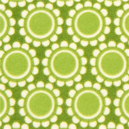 Tissu en flanelle Robert Kaufman vert motif fleurettes Tissu