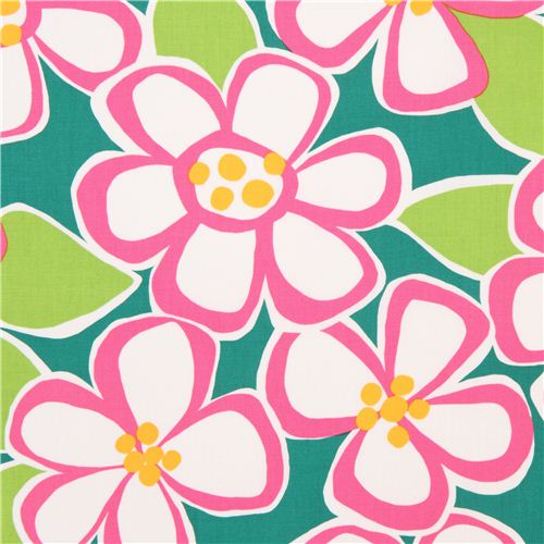 grner Blumen Stoff Robert Kaufman USA Felicity Stoff