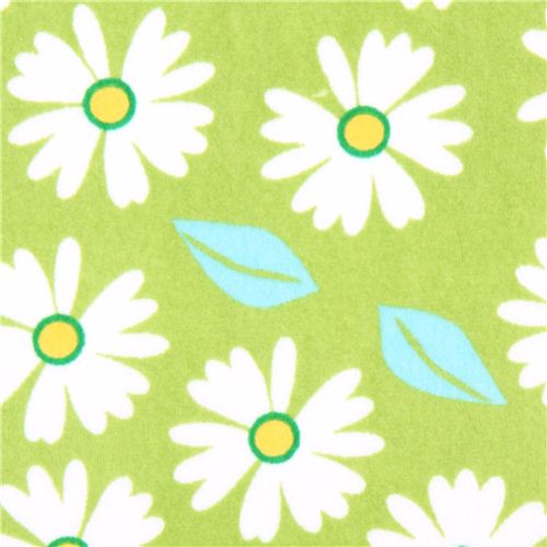 Tissu fourrure minky polaire Robert Kaufman Izzy vert, fleurs Tissu