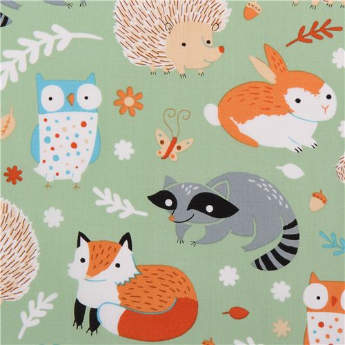 Tela ecolgica verde bosque animal Clothworks Critter Patch Tela