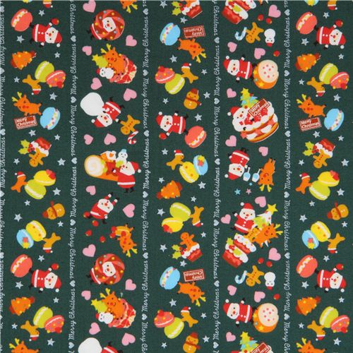 grüner kawaii Weihnachtsstoff Weihnachtsmann Makronen 2