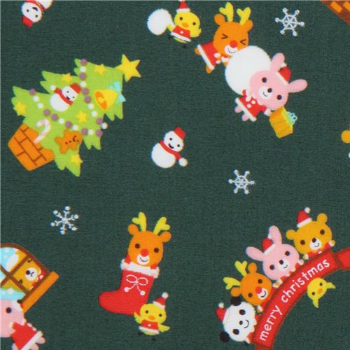 green kawaii Christmas fabric panda Santa Claus 1
