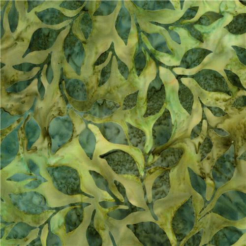 green leaf pattern batik fabric by Robert Kaufman Fabric