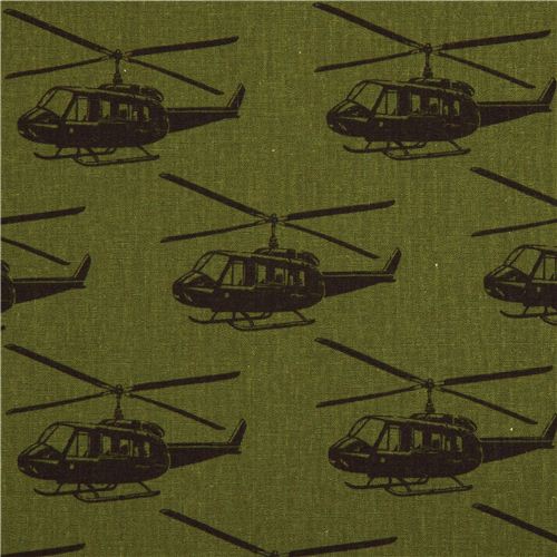 grner ni-co Hubschrauber echino Laminat Stoff helicopter Stoff