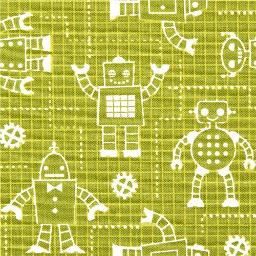 green organic fabric with robots de Robert Kaufman 1