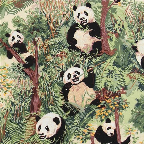 green panda bear Jo-Ann fabric with bamboo 0.5m 1