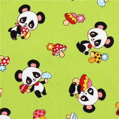 green panda fabric fly agaric dal Giapponekawaii 1
