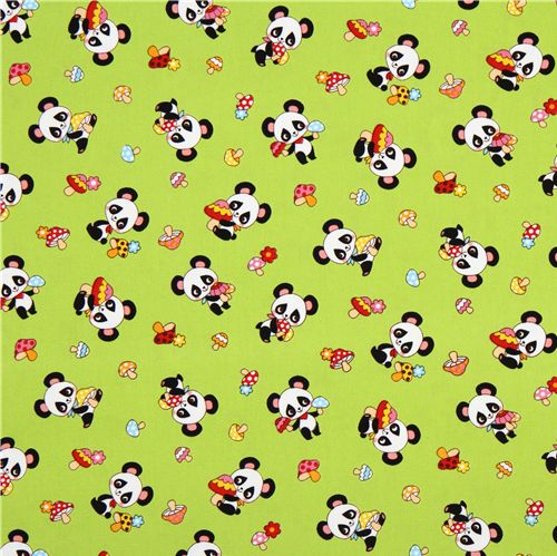 green panda fabric fly agaric dal Giapponekawaii 2