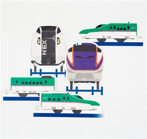 Pegatinas adhesivos grandes tren bala colores verde violeta de Kamio Jap�n 3