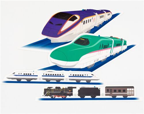 Pegatinas adhesivos grandes tren bala colores verde violeta de Kamio Jap�n 4