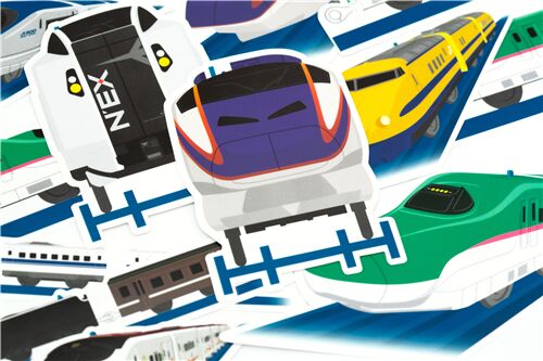 Pegatinas adhesivos grandes tren bala colores verde violeta de Kamio Jap�n 6