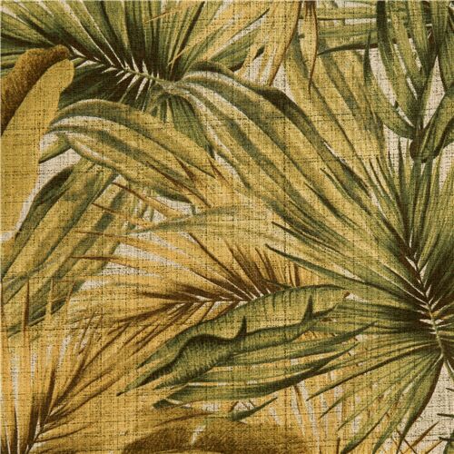 Tissu Dobby textur japonais avec des feuilles dans les tons verts Tissu