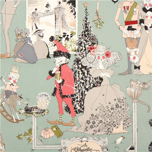 Tela Navidad verde familia de bruja Alexander Henry EEUU Tela