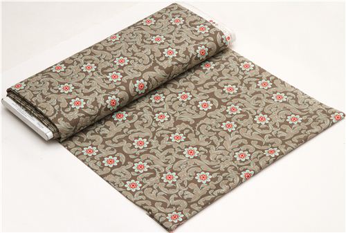 grey Riley Blake fabric with turquoise flowers 3