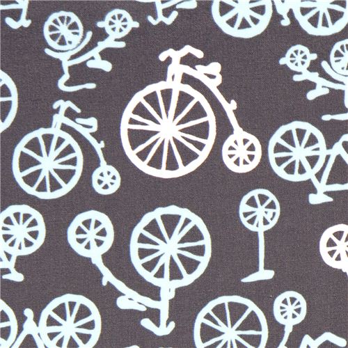 grey bikes PUL Polyurethane laminate fabric Michael Miller 1