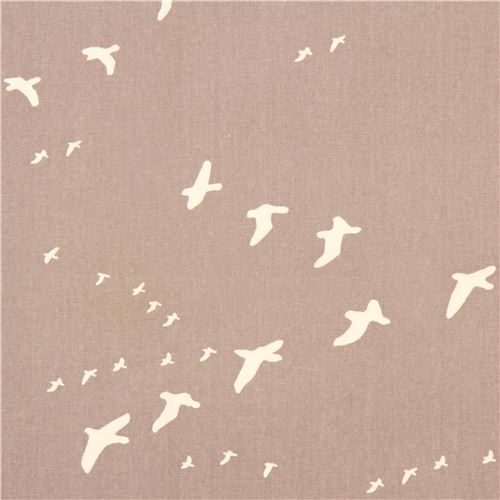 Toile bio par birch grise avec des oiseaux Tissu