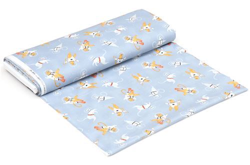 Rimanenza di 44 cm - tessuto grigioazzurro gatti animali astronauti spazio Dear Stella USA 3