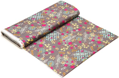 grey designer fabric with colourful flowers from the USA 3
